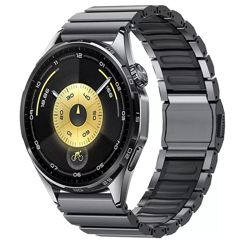 22mm Universal Titanium Watch Band for Huawei GT6/GT6 Pro/GT5/4/3 Pro/3 46mm, Garmin Fenix 8 47mm/Fenix 6 Pro/7/5 Plus- Hybrid Silicone Lining, Adjustable, Lightweight Anti-Slip, No Hair Pull black grey 22mm