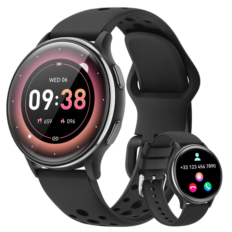 Smart Watch for Men Women: Bluetooth Calling Fitness Tracker with 1.27" Touchscreen, 24/7 Heart Rate/SpO2 Monitor, Sleep Tracker, 70+ Sports Modes, IP68 Waterproof Smartwatch for Android iOS Samsung Black
