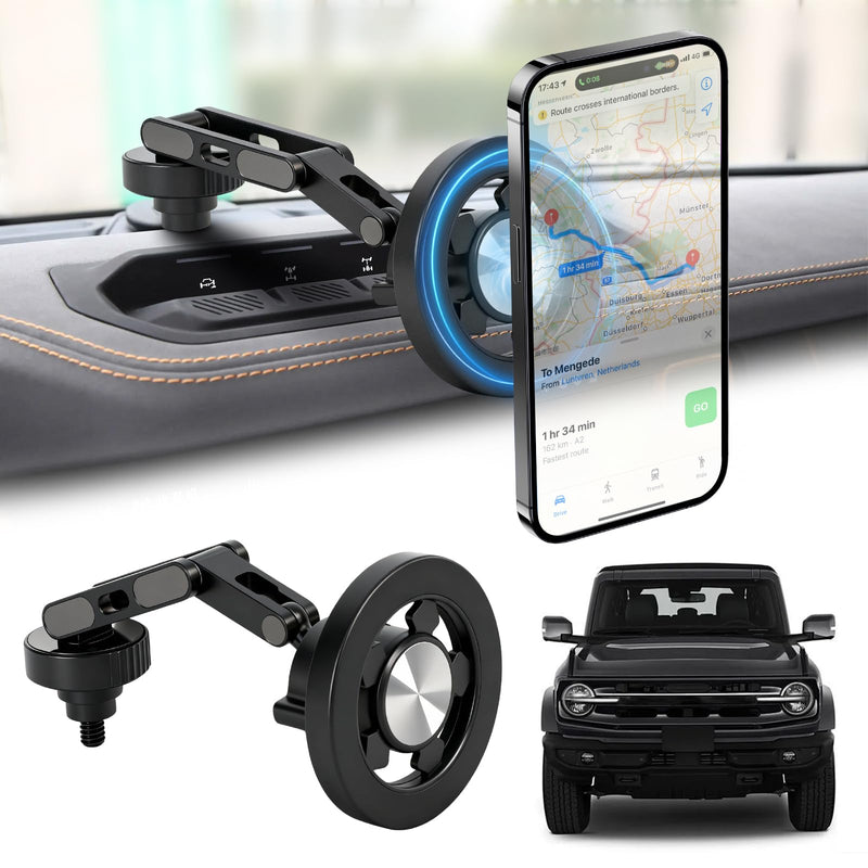 Magnetic Phone Mount for Ford Bronco 2021–2025 (2 & 4 Door), Dash Phone Holder Compatible with MagSafe iPhone 12–17 Series, 360° Adjustable, Easy Installation