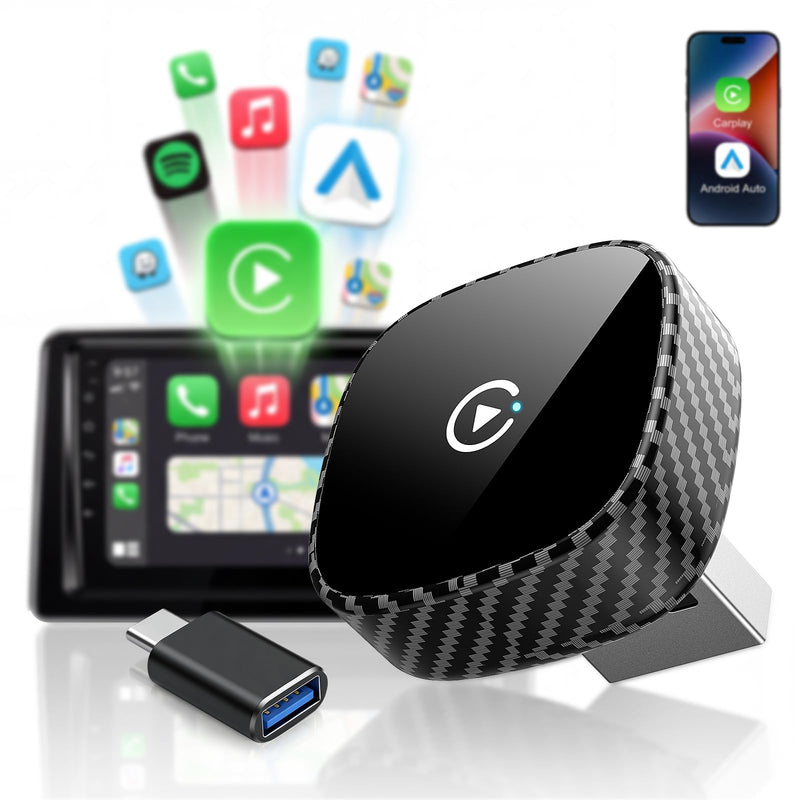 [AUSTRALIA] - Wireless CarPlay Adapter for Apple iPhone & Android Auto 2026 Upgrade - Bluetooth & Wi-Fi, Plug & Play, 3X Fast Auto-Reconnect, No Latency, Convert Wired to Wireless Car Play Adapter (Black) 