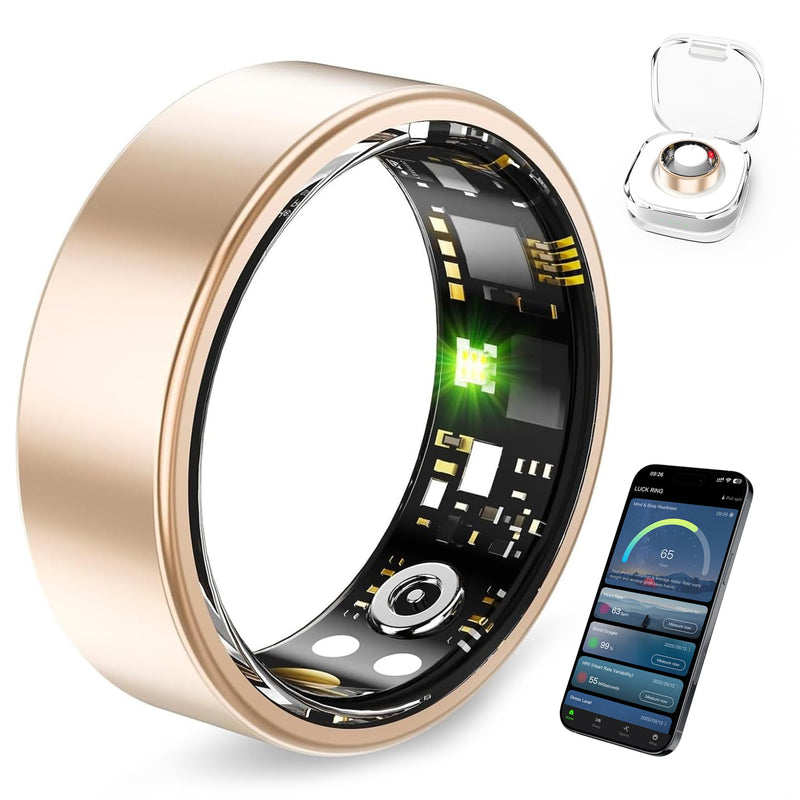 Smart Ring Health Tracker for Women and Men, Fitness Ring with Heart Rate, Blood Oxygen, HRV, Sleep & Step Tracking, No Subscription, IP68 Waterproof, Compatible with iOS & Android (Rose Gold, 8)