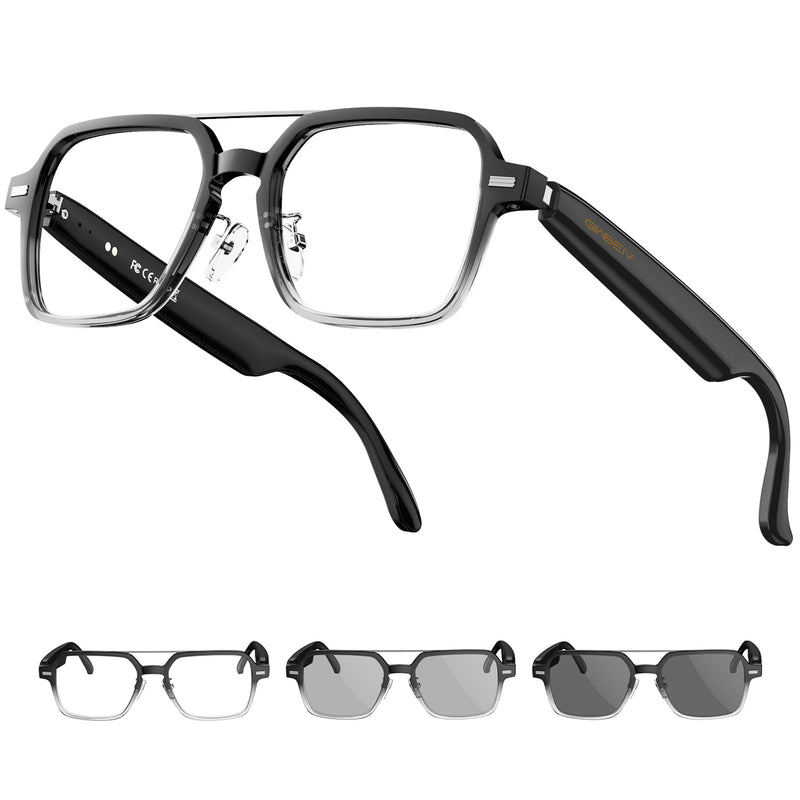 Aviator Smart Glasses for Men & Women, Audio Bluetooth Glasses | Wear Induction Power On/Off, Touch Control, Photochromic Lens, Sunglasses, Music, Hands-Free Calls, UV/Blue Light Protection Gradient Black