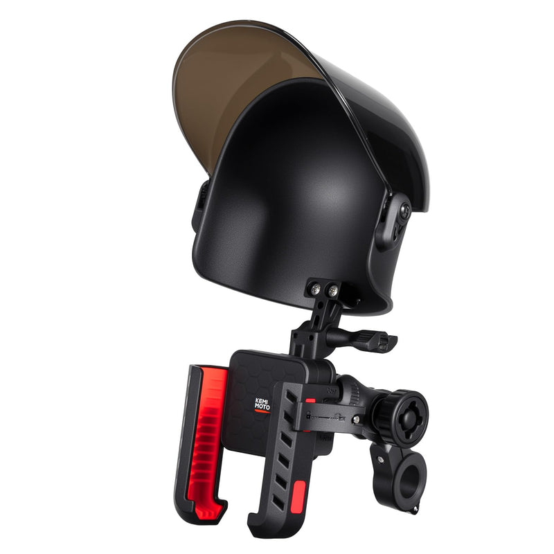 KEMIMOTO Motorcycle Phone Mount with Sun Hat, Fit for Bike, ATV, Scooter | 360° Adjustable Quick Release,Detachable Sun Shade, Anti-Vibration, Anti-theft Phone Holder Fits 4.7"-7.2" Smartphones