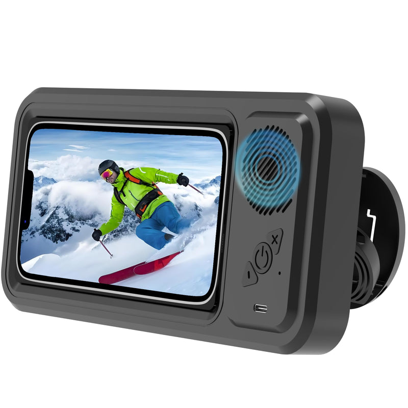 [AUSTRALIA] - Shower Phone Holder with Wireless Bluetooth Speaker,2026 New Waterproof 480 Rotation Viewable Shower Phone Case Speaker for Any Phone, Wall Mounted Phoneholder Stand for Bathroom Mirror (Black) Black 