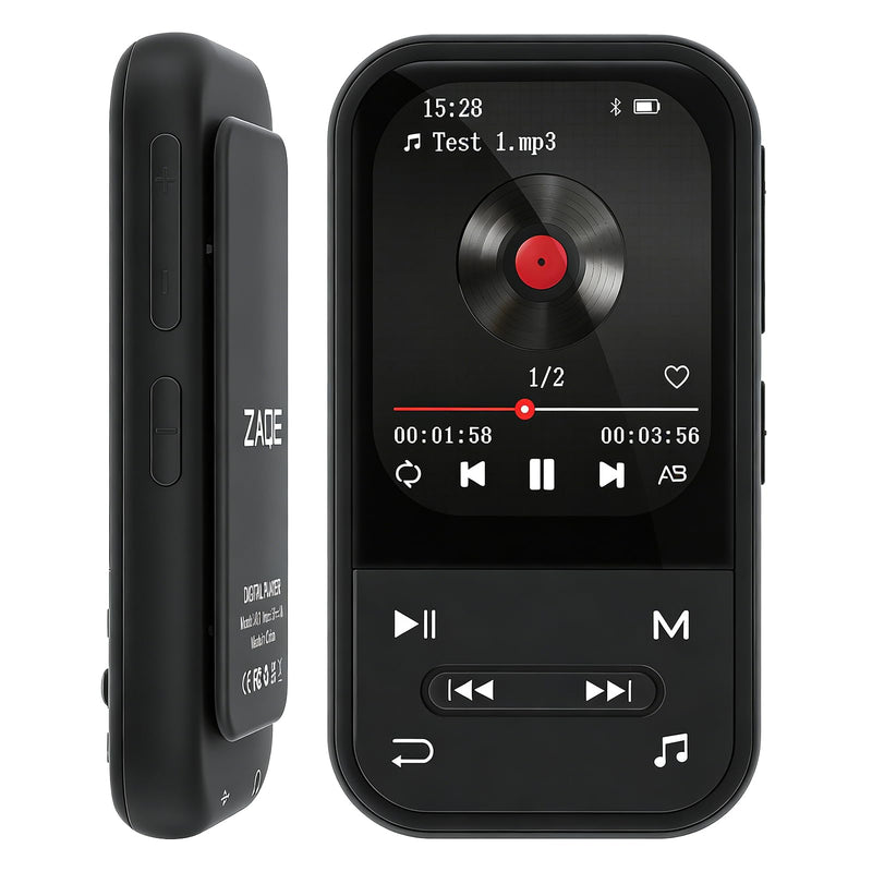 [AUSTRALIA] - MP3 Player with Clip, Bluetooth 5.3 Music Player, HiFi Sound Digital Music, FM Radio, Voice Recorder, Portable MP3 Music Player with Earphones clip-black 