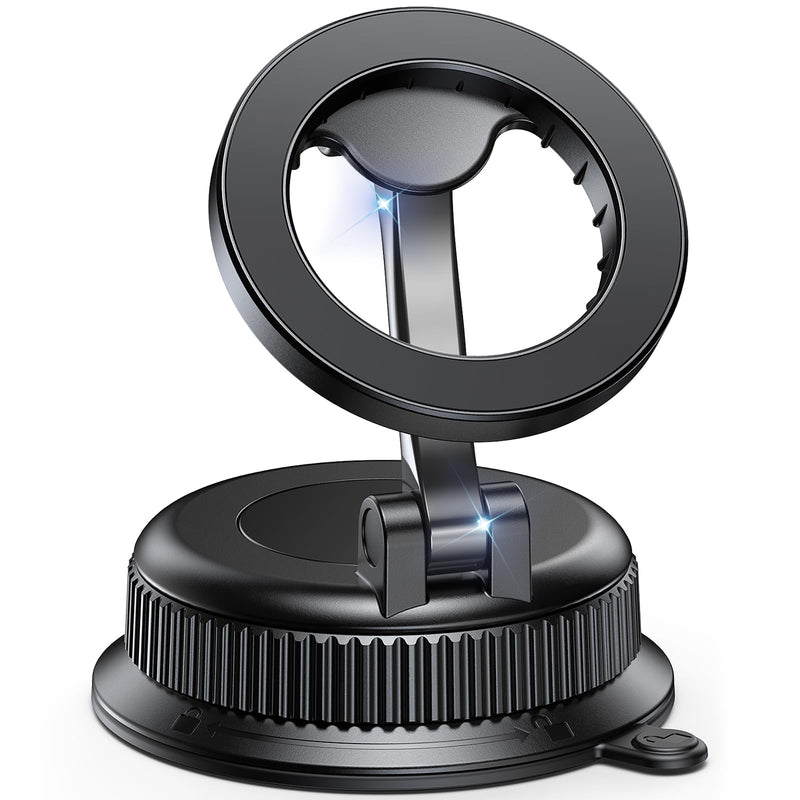 Magnetic Car Phone Holder, for MagSafe Car Mount, Nano Gel Suction Car Phone Mount for Dashboard, Cell Phone Stand for Your Car, 360°Rotatable & Foldable for iPhone 17 16 15 14 13 12 Series Black Nano-Gel Grip