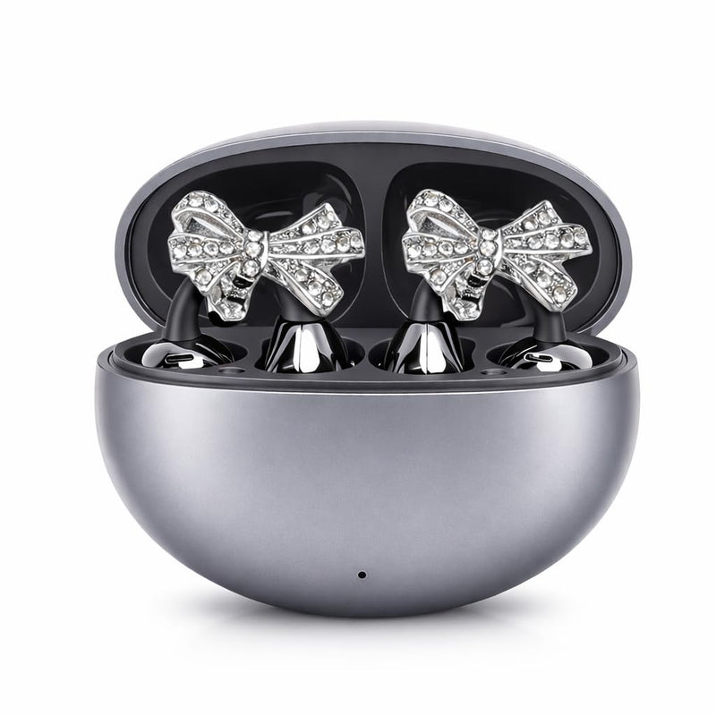 Dpofirs Clip On Earbuds, Jewelry Inspired Bluetooth Wireless Open Ear Headphones, with Butterfly Earrings, Lightweight Clip Earring Earphones, for Women Sports Workouts
