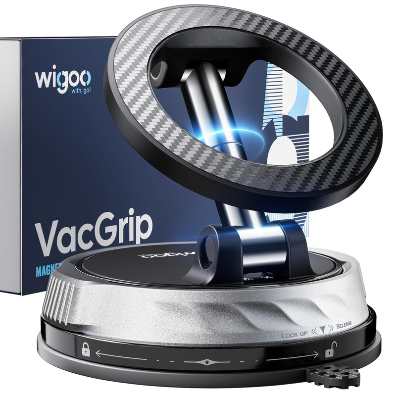 Wigoo Car Phone Holder for Magsafe [98LBS Suction & 3000gf Magnetic] | Phone Holders for Your Car for iPhone 17 Pro Max 16 15 14 13 12 Plus Air| 360° Adjustable Car Mount| Carbon Fiber