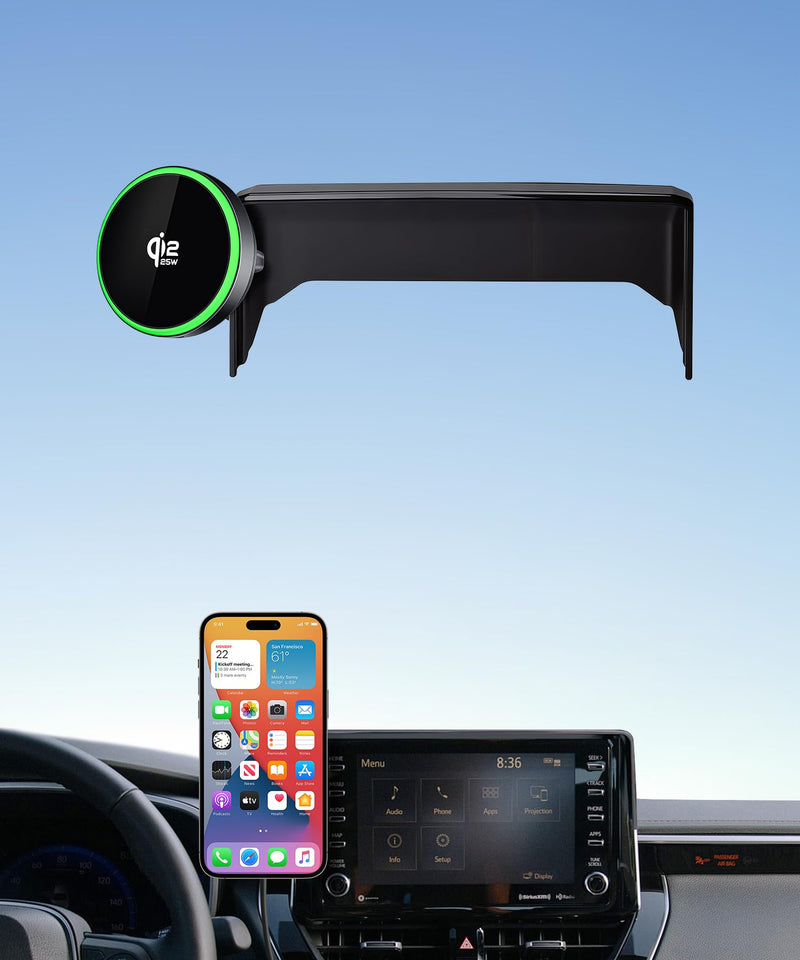 Qi2.2 25W Wireless Charger Car Phone Mount for Toyota Corolla 2020-2026 | Corolla Hybrid 2020-2026,Corolla Cross 22-26, 8"Screen Magsafe Accessories Fast Charging Magnetic Holder Fit iPhone Android Qi2.2 Max 25W Fast Wireless