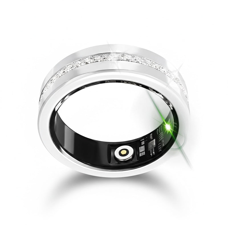 Diamond Smart Ring for Women, Fitness & Vital Signs Monitoring, Sleep Tracker, Remote Photography, No Subscription, Ladies Gift, iOS & Android(Silver,8#) Gray 8