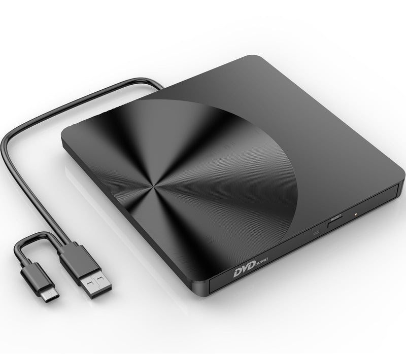 [AUSTRALIA] - Portable External CD/DVD Drive, USB 3.0 & USB C CD Burner +/-RW RW Burner CD ROM Reader Writer Disk Duplicator Optical Drive for Laptop Desktop PC Windows 11/10/8/7 Apple Mac Pro MacBook Mac Linux 