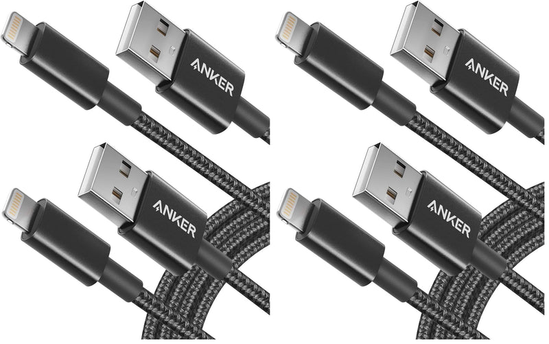 Anker 6 ft Premium Double-Braided Nylon Lightning Cable, Apple MFi Certified for iPhone Chargers, iPhone X/8/8 Plus/7/7 Plus/6/6 Plus/5s, iPad, iPad mini, and More (Black) (Pack of 2) 6 feet * 2 (Pack of 2) Black 4