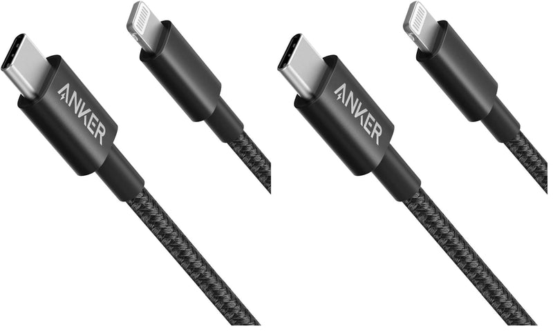 Anker New Nylon USB-C to Lightning Charging Cord for [3.3ft MFi Certified] for iPhone 13 13 Pro 12 Pro Max 12 11 X XS XR 8 Plus, AirPods Pro, Supports Power Delivery (Black) (Pack of 2) 3.3 feet (Pack of 2) Black