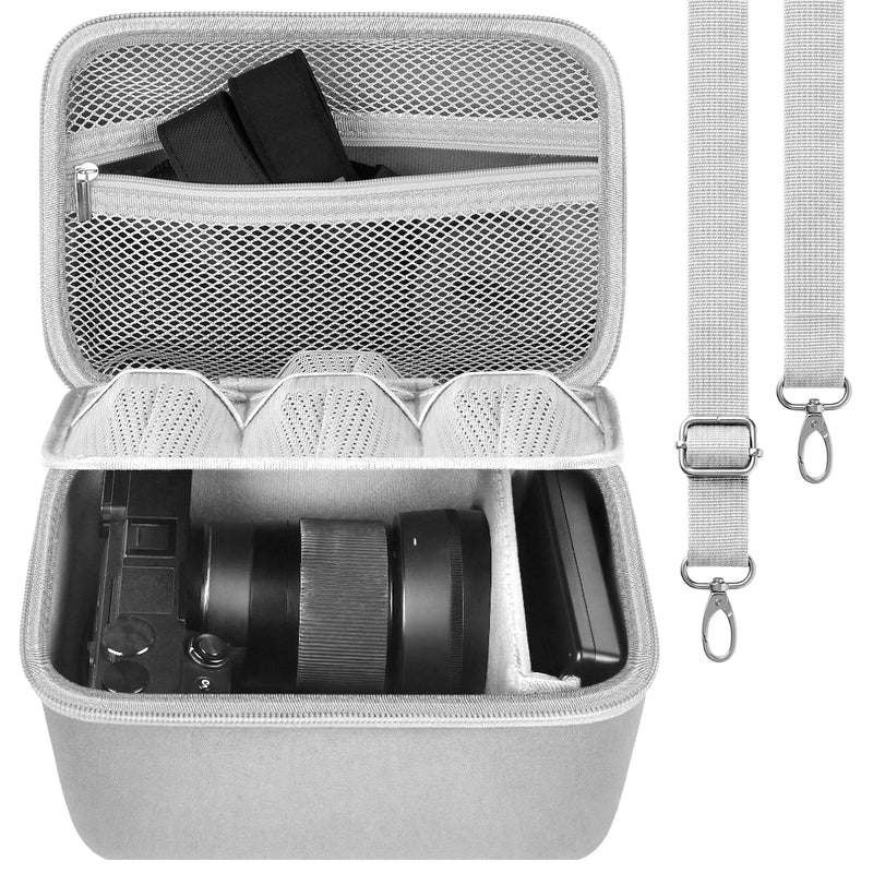 casmilee Camera Case for Sony Alpha ZV-E10 Alpha a6400/ a6700/ a6100/ a6000/ a6600/ a6500 Mirrorless Digital Camera, Hard Travel Bag with a Shoulder Strap for Lens & Accessories (Grey, Large) Grey