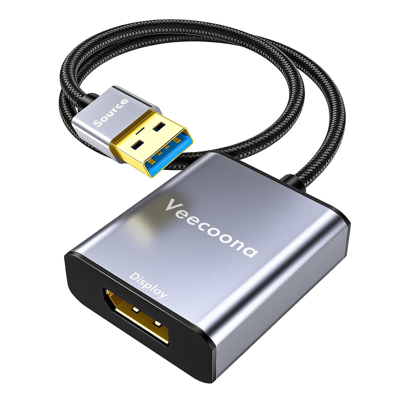 USB to DisplayPort Adapter for Windows 7/8/10/11, MAC OS | 1080P 60Hz USB 3.0 Male to DisplayPort Female Monitor Converter for Windows 7/8/10/11, MAC OS - Requires Driver Silver