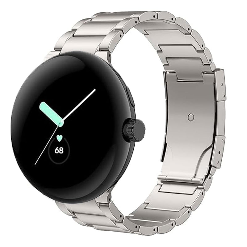 Titanium Band Compatible for Google Pixel Watch 5/4/3 45mm Bands,Titanium Metal Strap for Pixel Watch 5/4/3/2/1 41mm Accessory Replacement for Men silver