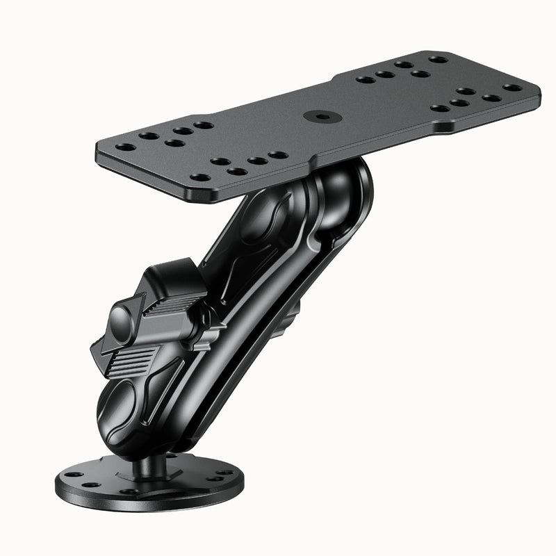 LOKTENWO Aluminum Alloy Fish Finder Mount, Marine Electronic Mount | With B Size 1" Ball Rectangle Plate, 5.9" Medium Arm, AMPS Hole Round Base Compatible with Garmin, Lowrance, Raymarine