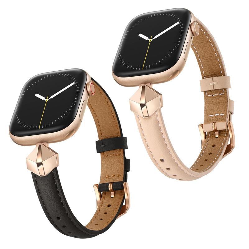 WFEAGL Leather Band Compatible with Apple Watch Bands Women 38mm 40mm 41mm 42mm(Series 11/10),Dressy Slim Grain Genuine Leather band for iWatch SE Series 11/10/9/8/7/6/5/4/3/2/1