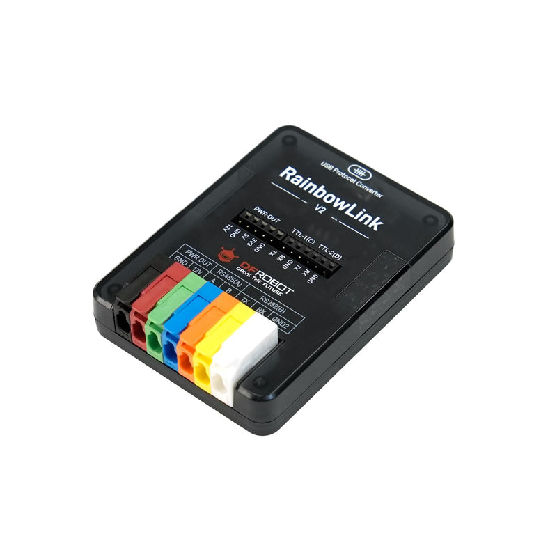 [AUSTRALIA] - DFROBOT RainbowLink V2: 4-Channel Isolated USB to Serial Converter (RS485/RS232/2xTTL) | Built-in 12V Boost Power | Rugged Industrial Housing | Portable Debugging Tool for Field Engineers & PLC 