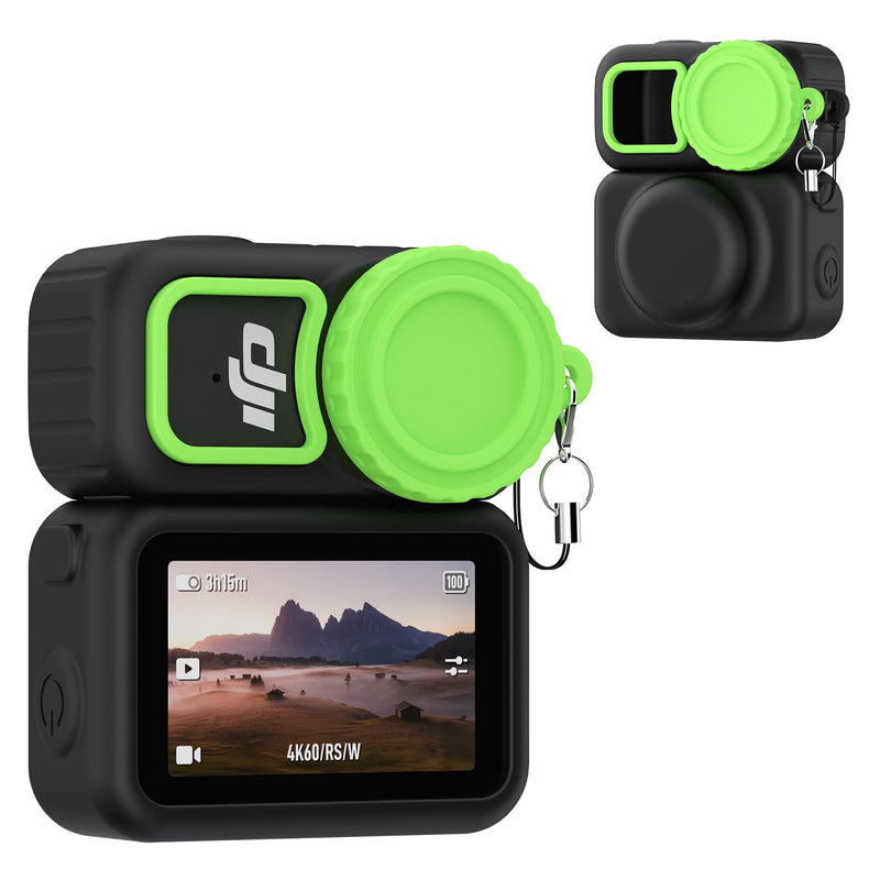 Case for DJI Osmo Nano, Silicone Osmo Nano Case Compatible with Airtag, Soft Non-Slip Anti-Scratch Shock-Absorbent Anti-Drop Wear-Proof and Washable with Lens Cap (Black) Black