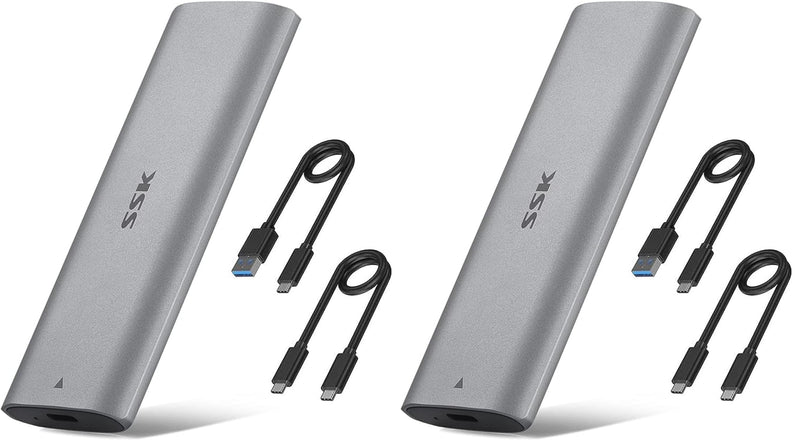 SSK M.2 NVMe Enclosure, Tool-Free SSD Enclosure Adapter, USB C 3.2 Gen 2 10Gbps PCIe MKey External Solid State Drive Case, Support UASP Trim for 2230/2242/2260/2280 (SATA NOT Supported) (Pack of 2)