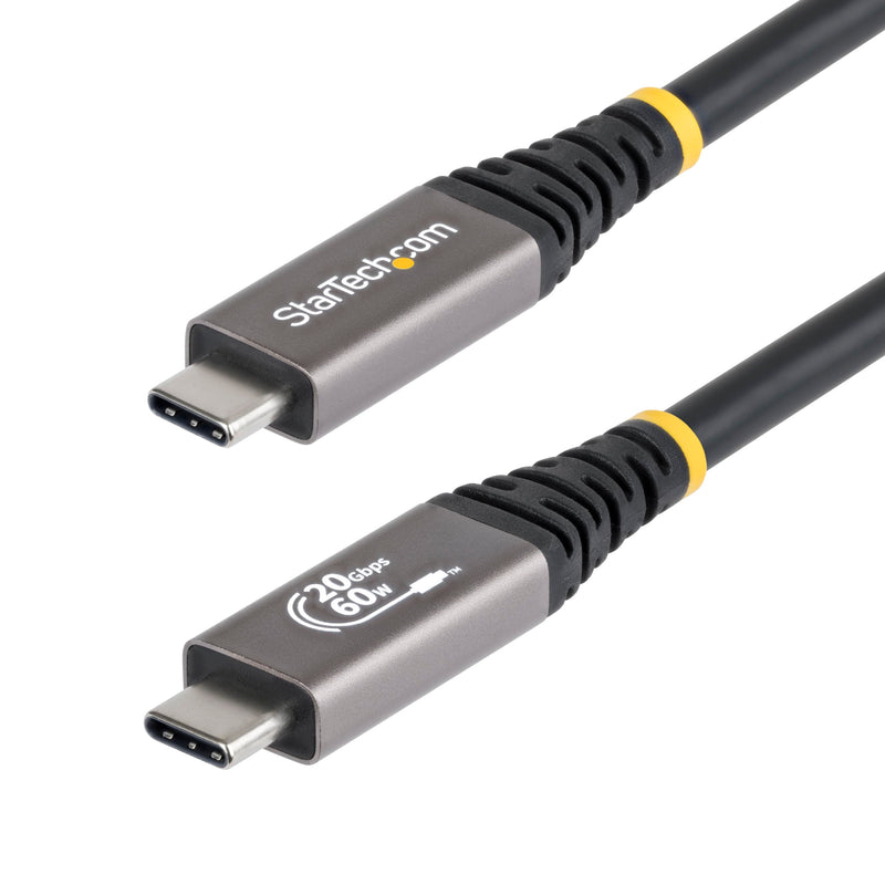 StarTech 10ft/3m USB4 Cable, 60W, 4K 120Hz, Black (CC10FT20GUSB4CX) | USB-C to USB-C, USB4 20Gbps, USB-IF Certified, DisplayPort 2.1, TPE Jacket, E-Marker, Black Cord, E-Marker Chip