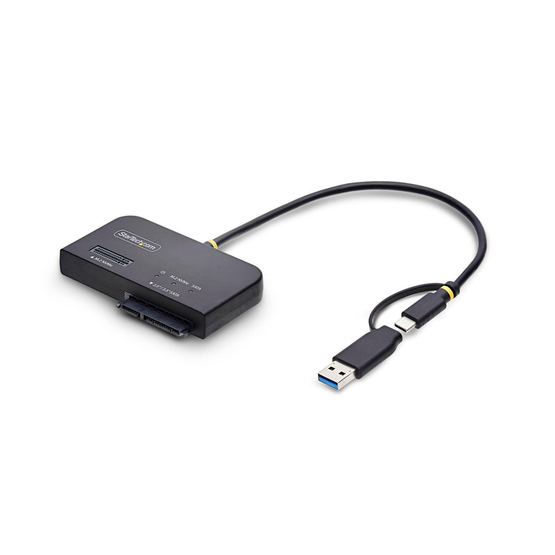 StarTech USB-C/A to M.2 NVMe and 2.5/3.5in SATA Adapter (USB31CSAT3M2E) | Tool-free external SSD hard drive reader, B+M/M-key, PCIe Gen4 NVMe, SATA III 6Gbps, Power adapter, M.2 SATA not supported NVMe &SATA