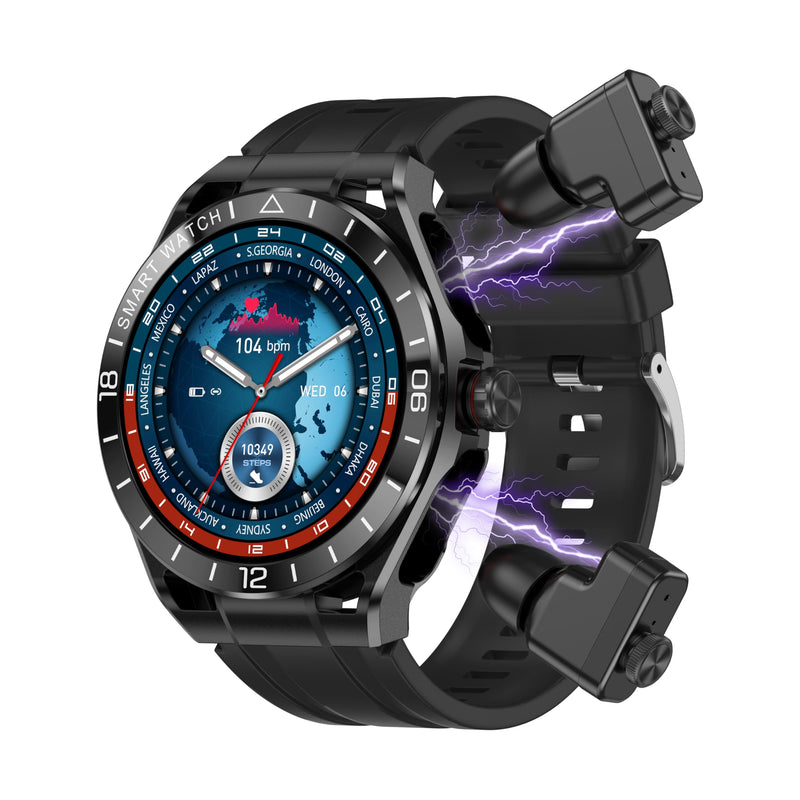 Smart Watch with Earbuds for Android and iPhone,1.52'' HD Screen,Answer/Make Calls,Fitness Tracker,Ultra-Thin Design,Watch with Earbuds for Men Women black