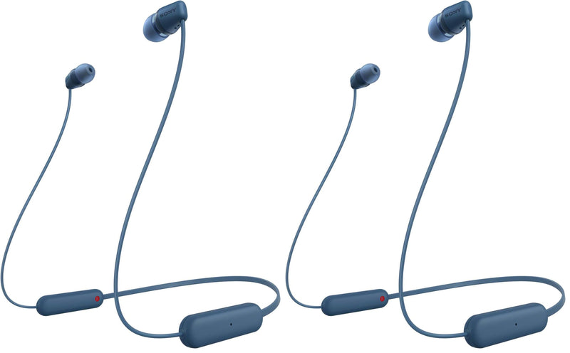 Sony WI-C100 Wireless in-Ear Bluetooth Headphones with Built-in Microphone,Blue,(Pack of 2) Blue One Size (Pack of 2)