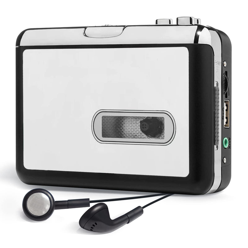 [AUSTRALIA] - Reshow Portable Cassette Tape Player, Best Overall Standalone USB to MP3 Converter, Audio Cassette to Digital Converter Automatically Divides -Silver Silver 