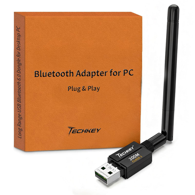 USB Bluetooth 6.0 Adapter for Desktop PC: Plug & Play 600FT Long Range Wireless Dongle with 5dBi Antenna for Laptop Windows 11/10/8.1, Pair BT Headphones/Headset/Speaker/Mouse/Keyboard/Print Servers 6.0BT black