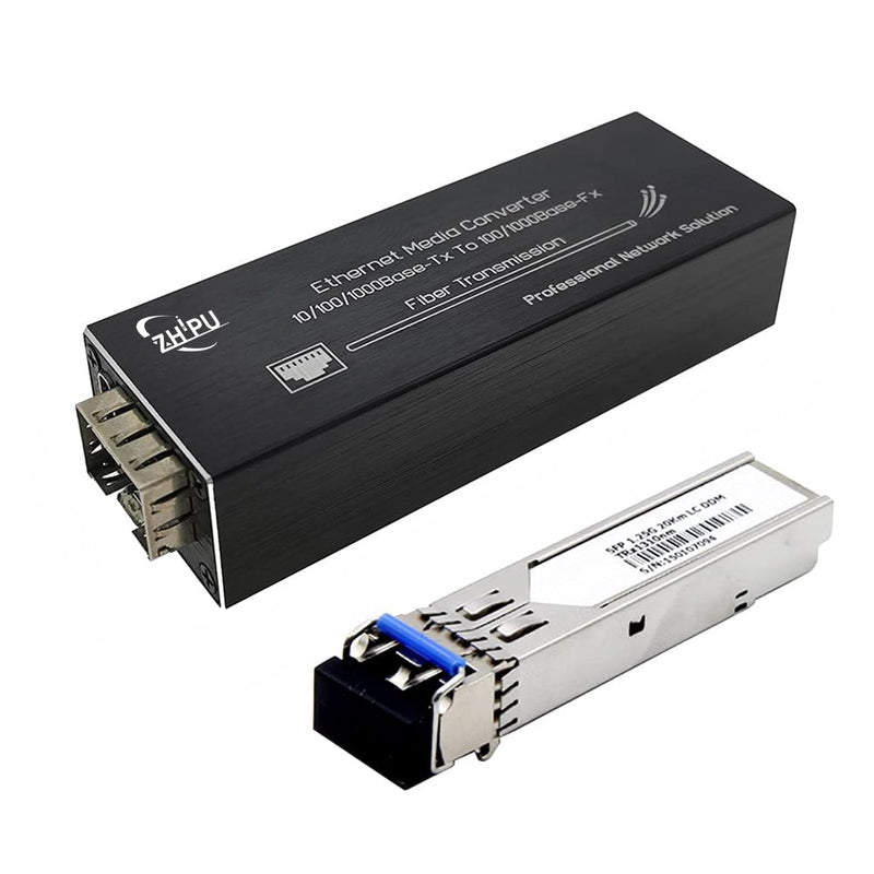 [AUSTRALIA] - Mini Gigabit Fiber Media Converter with 1310nm SM Dual Fiber 20km SFP Module, 10/100/1000Mbps Ethernet to SFP Transceiver, USB C 5V Powered 