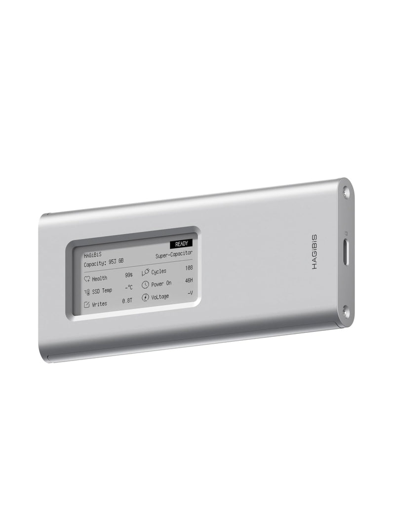 Hagibis SSD Enclosure, E-Ink Display Aluminum 10Gbps M.2 NVMe SSD Case, Ink Screen Super Capacitor USB 3.2 Gen 2 to PCI-E NVMe M and B&M Keys External SSD Enclosure for 2230/2242/2260/2280 SSDs 9210CN