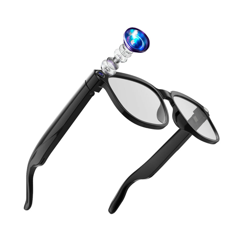 32GB AI Smart Glasses 4K HD Camera, 290mAh Battery, 8MP Anti-Shake Camera Glasses, Support Video Recording, Real-time Translation/GPT Lens Recognition, Photochromic Lens Black