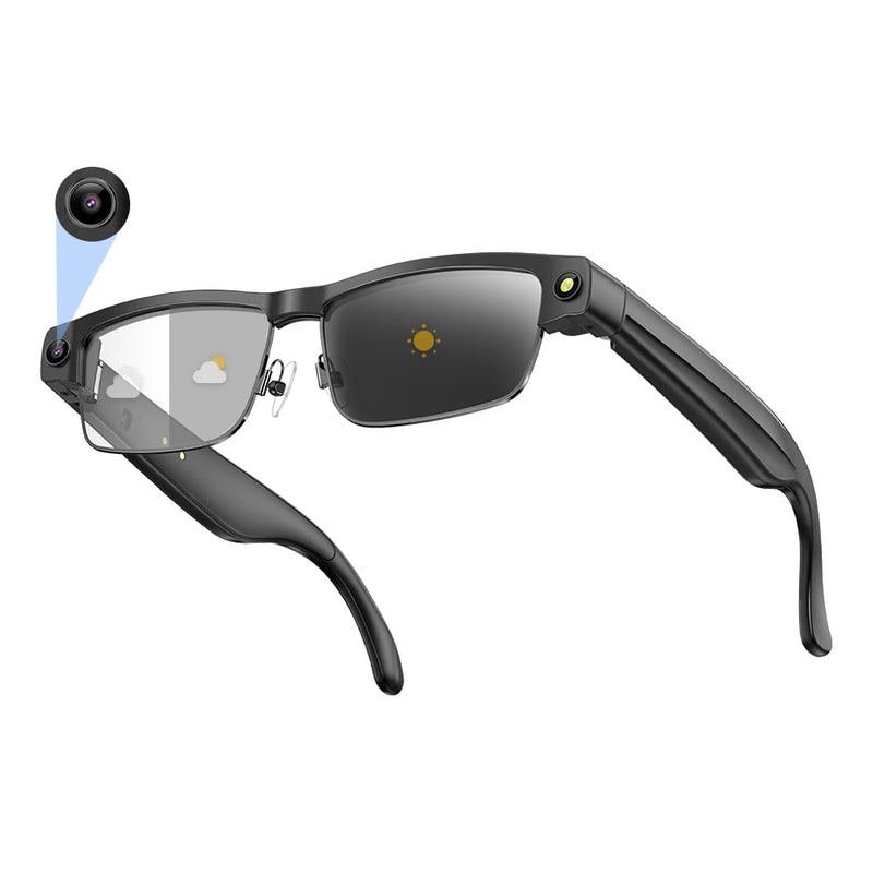 Smart Camera Glasses, Smart Glasses with Camera and Bluetooth 8MP HD Video Recording Anti-Shake 32G Support Chart GPT,WiFi,AI Voice Assistant,Translate,Music (Black Frame) Black Frame