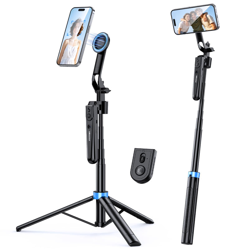 UBeesize 72” Auto Face Tracking Tripod for iPhone, MagSafe Selfie Stick with Remote, 360° Magnetic Phone Stand with Gesture Control for TikTok, Live Stream & Vlogging 72-in