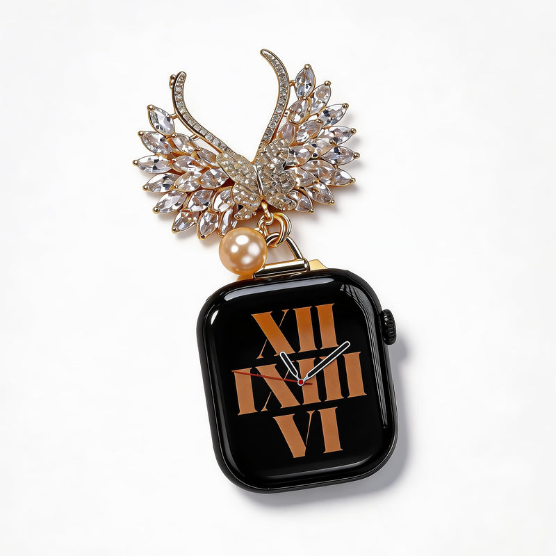Exquisite Pin-On Brooch Clip Bag Charm Watch Bands Strap for Apple Watch123456789se10s11 Ultra 49mm Fob Clip 46/45/44/42/41/40/38Chain Nurse Metal Alloy Butterfly(Goldr) 41/40/38/42mm(series10)
