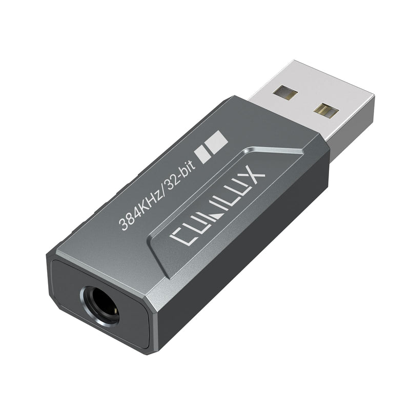 Cubilux USB to 3.5mm Audio Adapter, Hi-Res 384KHz/32-bit USB A DAC Dongle, UAC 2.0 External Sound Card for PC Laptop MacBook, Windows 11/10, macOS, Linux