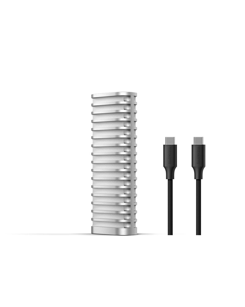 TERRAMASTER D1 SSD M.2 NVMe SSD Enclosure, USB 3.2 10Gbps Type-C (Diskless) | 1.2-Ton Crush-Proof, IP67 Waterproof/Dustproof, All-Aluminum Housing, Carrying Case Included (Diskless)