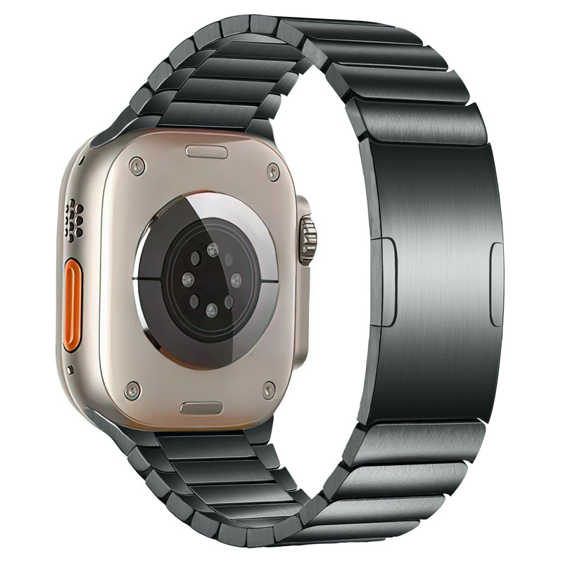 Titanium Band for Apple Watch 42mm/41mm, DLC Curved Link Bracelet, Grey | MaKTech DLC Coating Scratch-Resistant, Lightweight Metal Strap, for Apple Watch Series 11/10 42mm, 9/8/7 41mm, SE 3/2/1 40mm