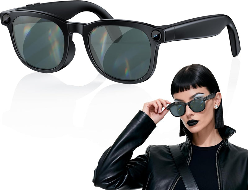 Woostar AI Smart Glasses with Camera, 1080P Video Recording Glasses, Real Time Translation, Recording and Photo Taking, AI Voice Assistant, Open-Ear Audio