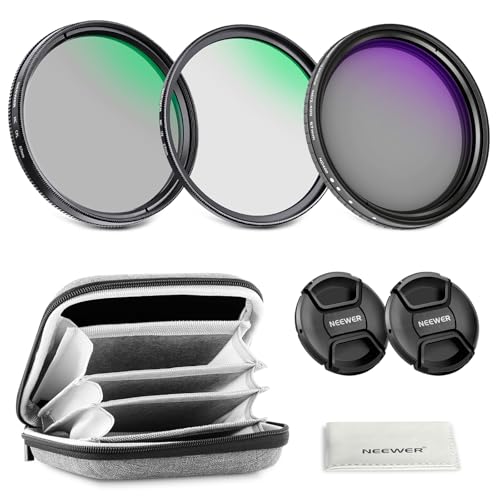 NEEWER 67mm Variable ND + CPL + UV Filter Kit (3 Pack), Multicoated Neutral Density (ND2-400) Circular Polarizer Camera Lens Polarizing Filter Photography Accessories Set with Carry Case & Lens Caps