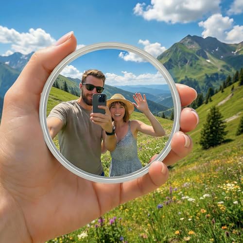 Handheld Selfie Convex Mirror - No Need Selfie Stick, Travel Must Have Photography Viewfinder, Gift for Photographer, Portable & Shatter-Resistant, Suitable for Solo/Multi-Person Selfie(3.74in)