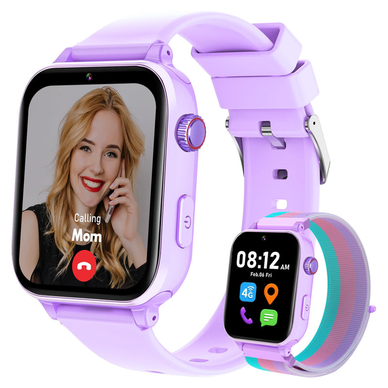 4G Kids Smart Watch with GPS Tracker for Boys Girls SOS Video Call 4G Purple