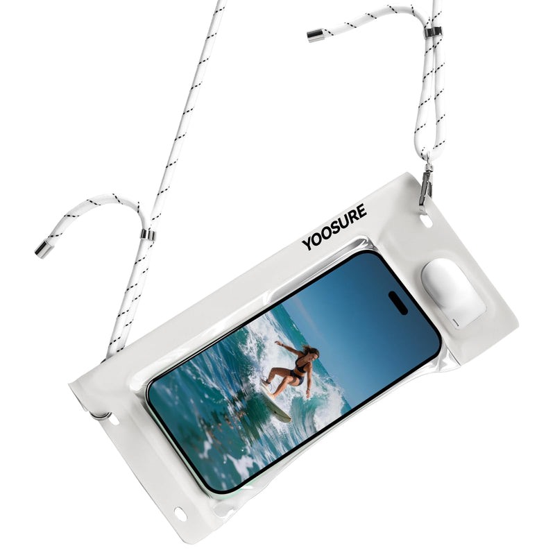 Vacuum Waterproof Phone Pouch - IPX8 Professional Cell Phone Dry Bag with Lanyard, Essential for Beach & Cruise, Universal Waterproof Case Fits All Smartphones up to 7.7" (1, White) 1