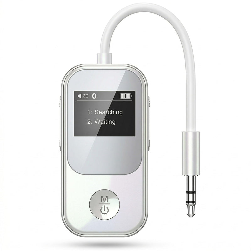 [AUSTRALIA] - [2026 Upgraded] Bluetooth Transmitter 5.3 Receiver with OLED Display | Dual Connection & Low Latency | Wireless Aux Bluetooth Adapter for TV, Airplane, Headphone, Airpods, Speaker, Car (Silver) Silver 