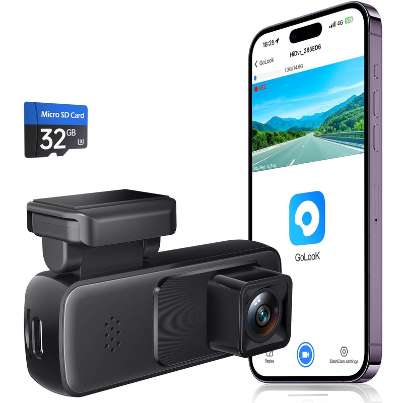 [AUSTRALIA] - Seventour Mini 2K Dash Cam Front for Cars, Dash Camera for Cars, Dashcam Built-in WiFi with APP Control, 170°Wide Angle, WDR, 24H ParkingMode, Night Vision, G-Sensor, Includes 32GB Card DR-1 
