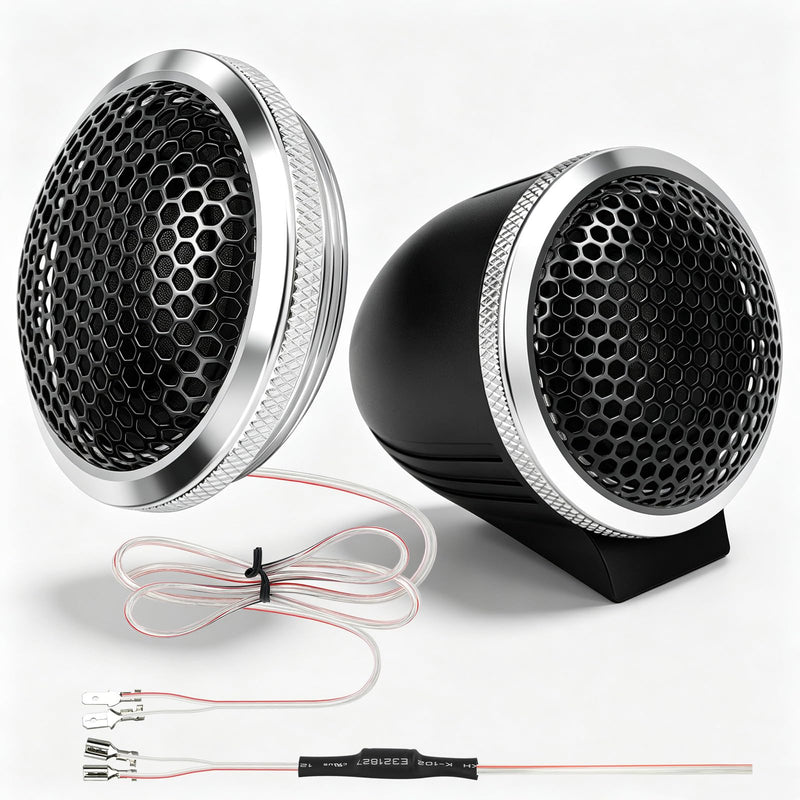 Upgraded 1-Inch Car Tweeters – 240W Neodymium Silk Dome High-Frequency Super Tweeters with Built-in Crossover & Bass Blocker – 4-Ohm, Flush/Surface Mount Kit for Crisp Highs – Easy Instal silvery Silver 01b
