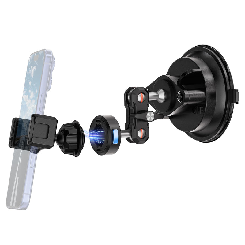 SOH Magnetic Suction Cup Car Phone Mount, 360° Rotation Stable Car Dashboard & Windshield Phone Holder Mount, Powerful Smartphones Suction Cup Car Holders Mount Hands Free for All Smooth Surface