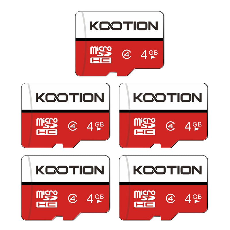 [AUSTRALIA] - KOOTION 4 GB Micro SD Cards 5-Pack, Class 4 MicroSD Flash Memory Card, C4, TF Card with Adapter for MP3/MP4/Old Phones 